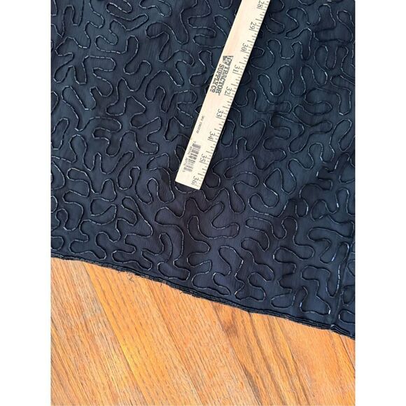 Vintage 80s Laurence Kazar Black Gold Cocktail Silk Sequin Beaded Midi Dress - Picture 10 of 10